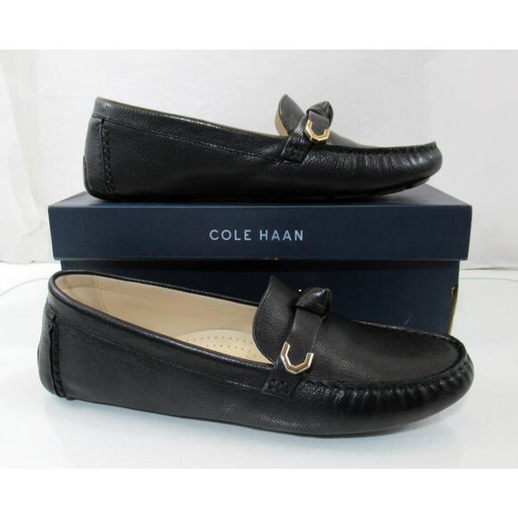 Women's Cole Haan Evelyn Bow Driver Moccasin Loafer Shoes Leather Black Size 9 - Picture 3 of 9